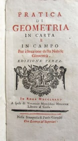 1781 GEOMETRY antique ILLUSTRATED Pratica di Geometria in carta e in campo