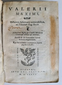1576 VALERII MAXIMI Dictorum factorumque memorabilium antique VELLUM BINDING