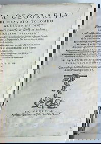1561 LA GEOGRAFIA DI CLAUDIO TOLOMEO ALESSANDRINO by Girolamo Ruscelli ANTIQUE