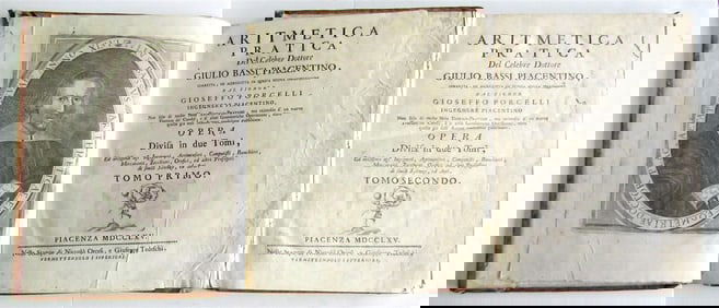 1765 Practical Arithmetic by Giulio Bassi 2 vols ARITMETICA PRACTICA MATHEMATICS