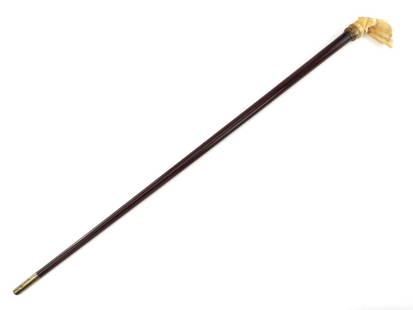 Antique Walking Cane with FINE Carved Handle: Antique 19th C. Walking Cane with FINE Handle. Full Length 37.5