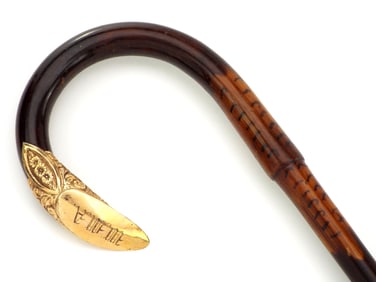 Antique Walking Cane with Gold Engraved PRESENTATION