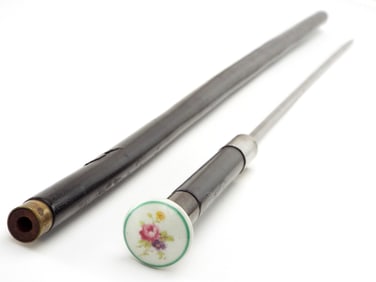 Antique Ladies Sword Cane with Beautiful Porcelain Handle