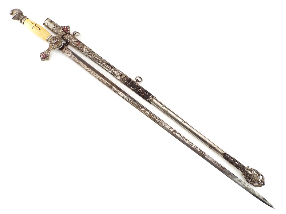 Antique American 19th C. Masonic Fraternal Presentation Sword, FINE Hilt (1 of 14)