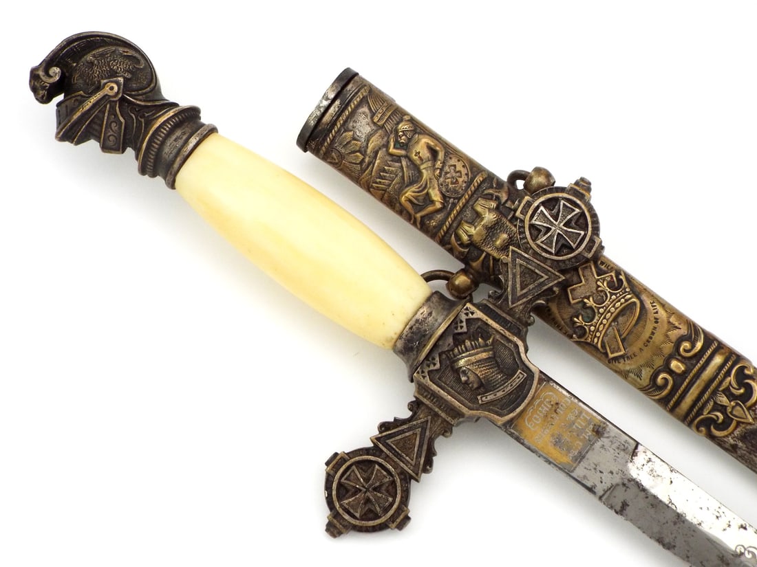 Antique American 19th C. Masonic Fraternal Presentation Sword, FINE Hilt (1 of 11)