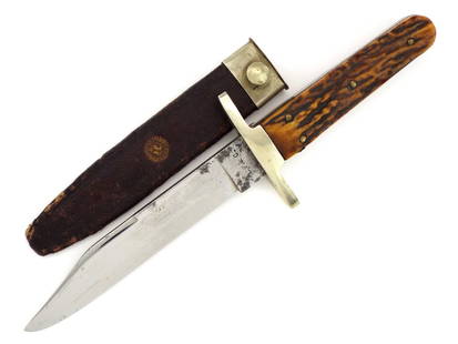 American Civil War era Landers Frary & Clark Bowie Knife With Stag Handle.: American Civil War era Landers Frary & Clark Bowie Knife With Stag Handle. Full Length 9.5 Inches Blade Length 5 Inches