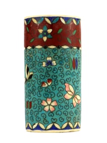 Antique Early Japanese Cloisonne Turquoise Enamel Brush Pot Vase