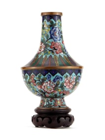Antique Chinese Qing Dynasty Bronze Cloisonne Vase