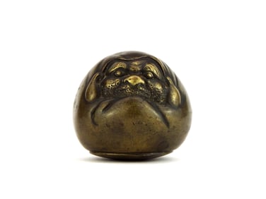 Antique Japanese Bronze Scholars Daruma Scroll Weight