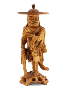 Hand-Carved Wood Chinese Old Wise Man