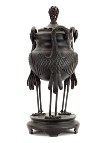 Large Antique Chinese Bronze Phoenix Censer