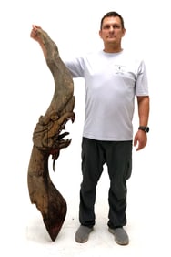 Monumental 18th-19th C. Asian Dragon Carving