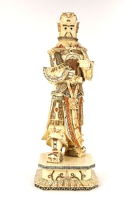 Large Antique Fine Hand Carved Statue Chinese Warrior