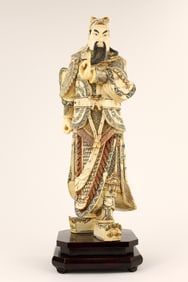 Large Antique Fine Hand Carved Statue Chinese Warrior