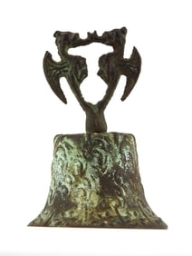 Antique Chinese Double Dragon Handle Bronze Bell