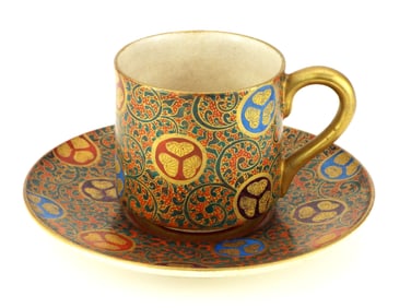 Antique Japanese Hand Painted Satsuma Cup & Saucer
