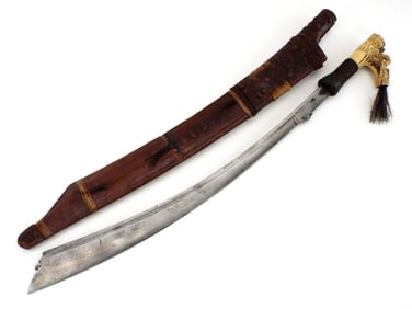 Antique Indonesian Borneo Dayak Headhunters JIMPUL Sword Dagger Fine Carved Grip