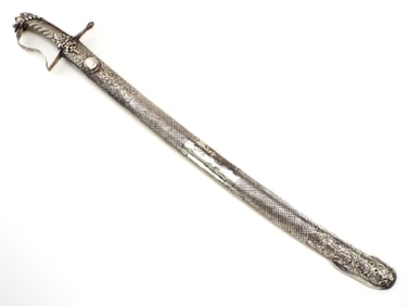 Scarce 18th C. Silver Mounted Sumatran Saber Sword
