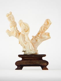 Antique Japanese Figurine Made of Carved White Coral