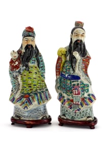 Pair Antique Chinese Lucky Gods