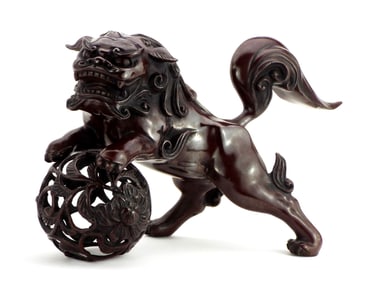 Japanese Bronze Shishi Foo dog Ornament Handcraft Takaoka Traditional craft Japan
