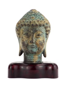 Antique Thai Bronze Head of Buddha
