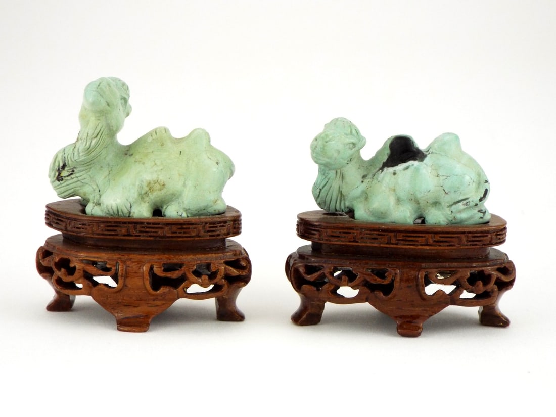 Pair Antique Chinese Camels Figurines: Pair Antique Chinese Camels Figurines. Full Length 2 Inches