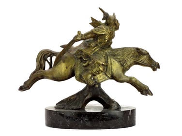 Antique Large & Heavy Chinese Warrior on Horse Bronze Sculpture