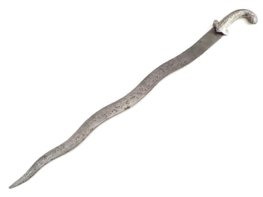 18th-19th C. Mughal Indian SHAMSHIR Sword. Chiseled Decorated Blade