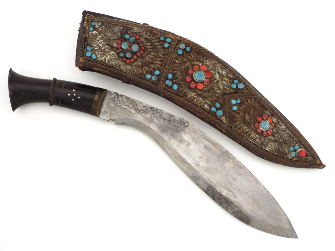 Antique Very Ornate Jeweled Nepalese Nepal Gurkha KUKRI Knife Sword Dagger (1 of 17)