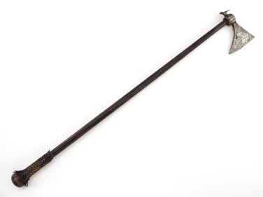 Antique Islamic Persian or Mogul Indian Battle Axe, Engraved Ax TABAR