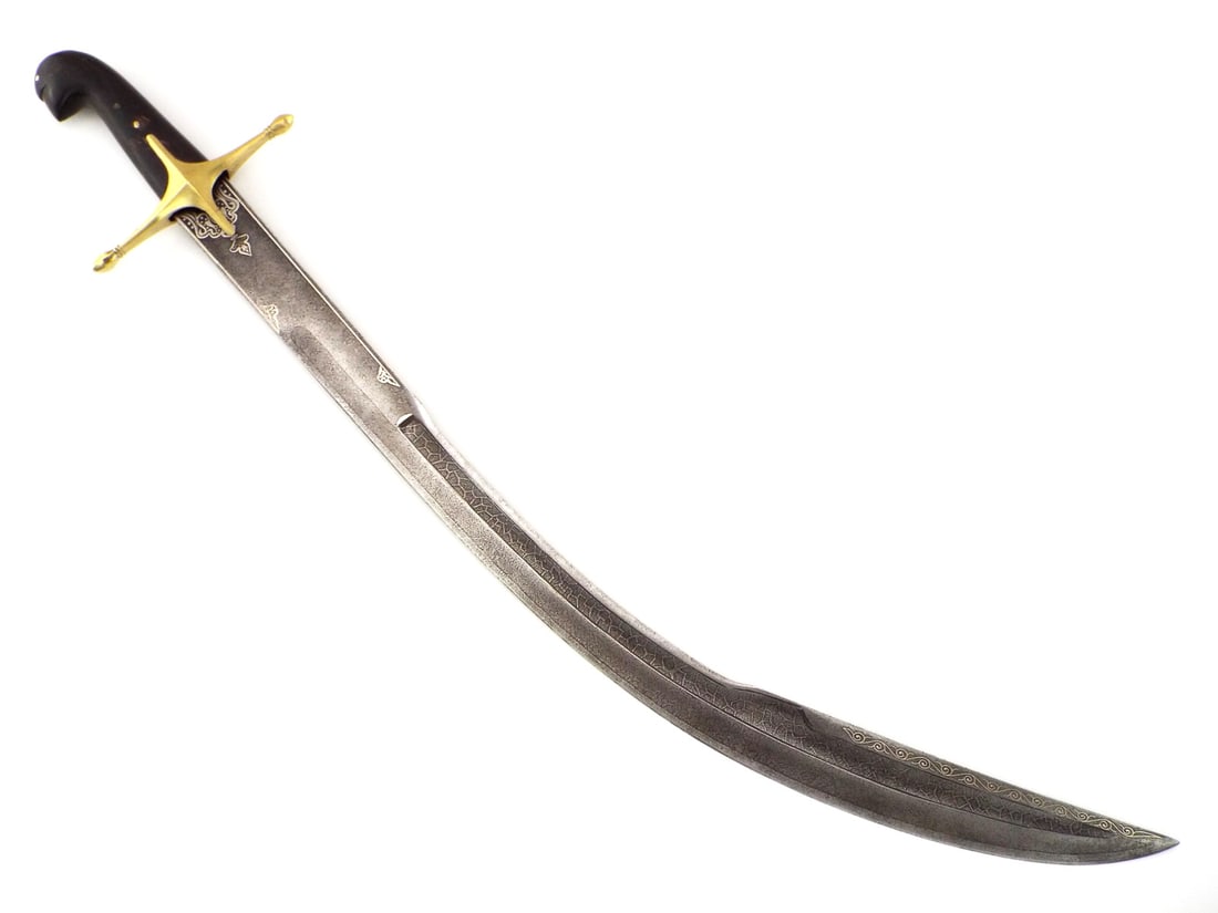 Very Fine 18th C. Ottoman Turkish SHAMSHIR KILIJ Sword Damascus Inlaid Blade (1 of 20)