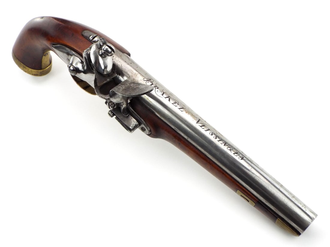 Dutch Napoleonic Flintlock Naval Pistol marked BRAKEL VLISSINGEN circa 1790: Dutch Napoleonic Flintlock Naval Pistol marked BRAKEL VLISSINGEN circa 1790 Full Length 15.5 Inches