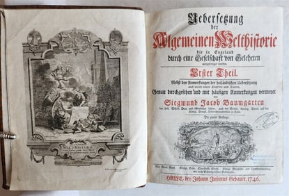 1745 HISTORY of the WORLD by S.J. Baumgarten ILLUSTRATED antique