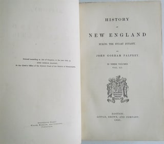 1865 HISTORY OF NEW ENGLAND by J. PALFREY Vol. III antique
