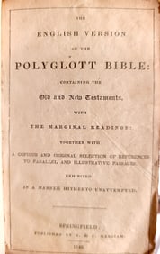 1840 BIBLE POLYGLOTT in ENGLISH antique AMERICANA Springfield