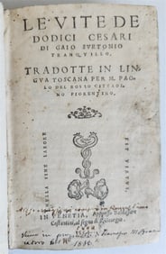 1554 LIFE of TWELVE CAESARS by SUETONIUS antique VELLUM BOUND ROMAN HISTORY