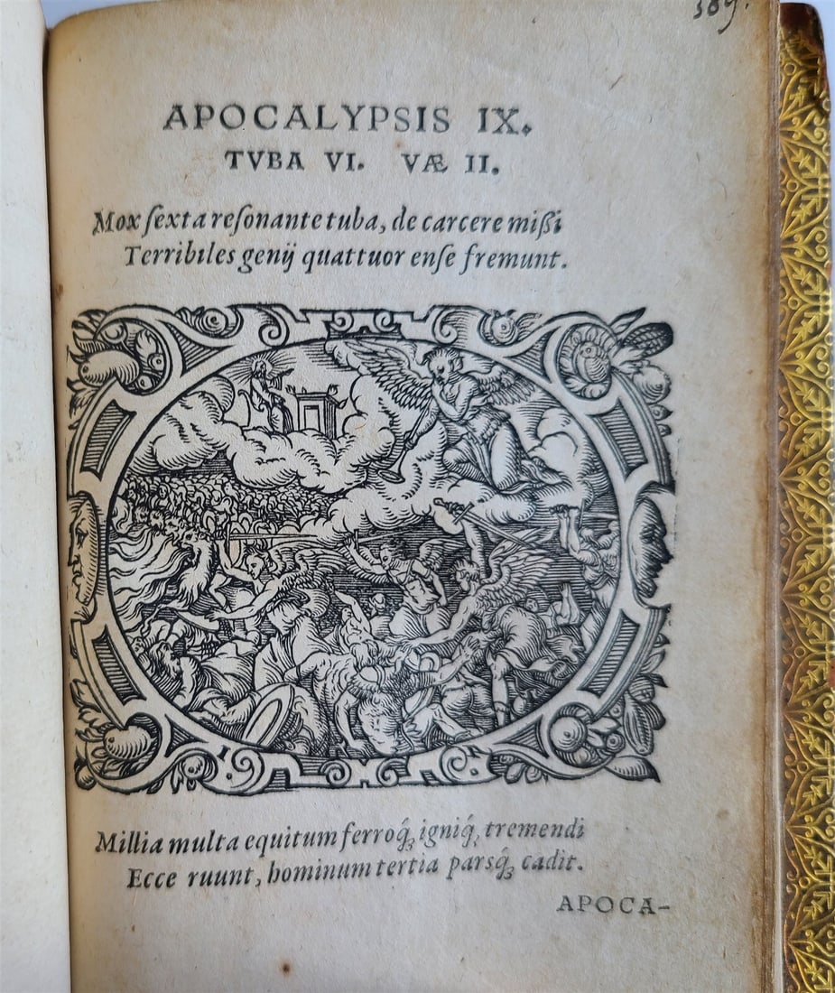 1571 PICTURE BIBLE antique ILLUSTRATED w/ 200 WOODCUTS by JOST AMMAN RARE 16th C: [Picture Bible]. Bibliorum utriusque testamenti icones, summo artificio expressae, historias sacras ad vivum exhibentes, & oculis summa cum gratia repræsentantes: adeoque doctis ac venustis carminibu