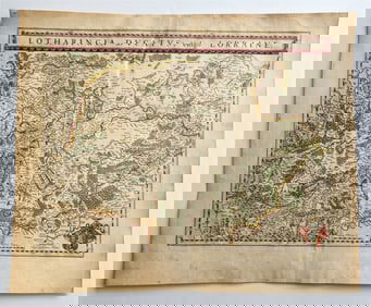 1640 MAP LOTHARINGIA LORRAINE FRANCE WILLEM BLAEU antique AUTHENTIC hand colored