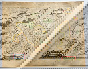 1640 MAP of FRANCE LOUDONOIS by WILLEM BLAEU antique AUTHENTIC hand colored
