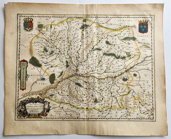 1640 MAP of FRANCE ANJOU by WILLEM BLAEU antique AUTHENTIC hand colored