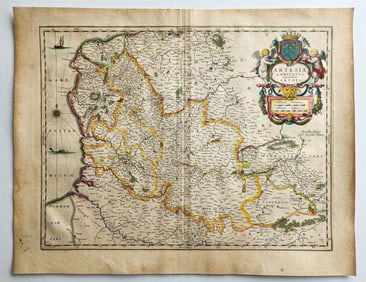 1640 MAP of FRANCE ARTESIA ARTOIS by WILLEM BLAEU antique AUTHENTIC hand colored