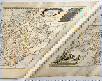 1640 MAP of FRANCE Quercy Province WILLEM BLAEU antique AUTHENTIC hand colored
