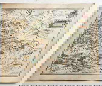 1640 MAP of GERMANY MANSFELD REGION WILLEM BLAEU antique AUTHENTIC hand colored