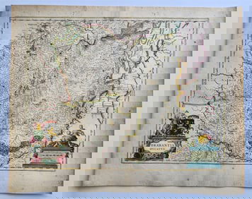 1640 BRABANT BELGIUM MAP by WILLEM BLAEU antique AUTHENTIC hand colored