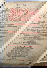 1725 BIBLE ILLUSTRATED LEATHER BOUND MASSIVE FOLIO in GERMAN ANTIQUE BIBLIA