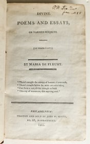 1803 DIVINE POEMS & ESSAYS by MARIA DE FLEURY antique AMERICANA female author