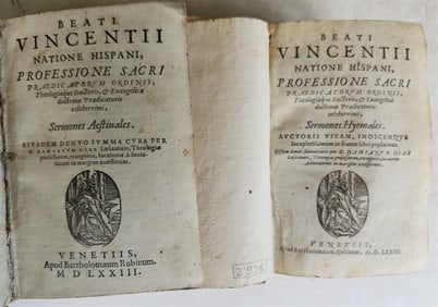 1573 SERMONS by San Vincenzo Ferrreri 2 VOLUMES antique 16th CENTURY in LATIN