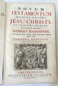 1698 BIBLE NEW TESTAMENT Novum testamentum antique VELLUM BOUND MASSIVE FOILO