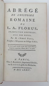 1774 ROMAN HISTORY in FRENCH antique Abrege de l'histoire Romaine by FLORUS